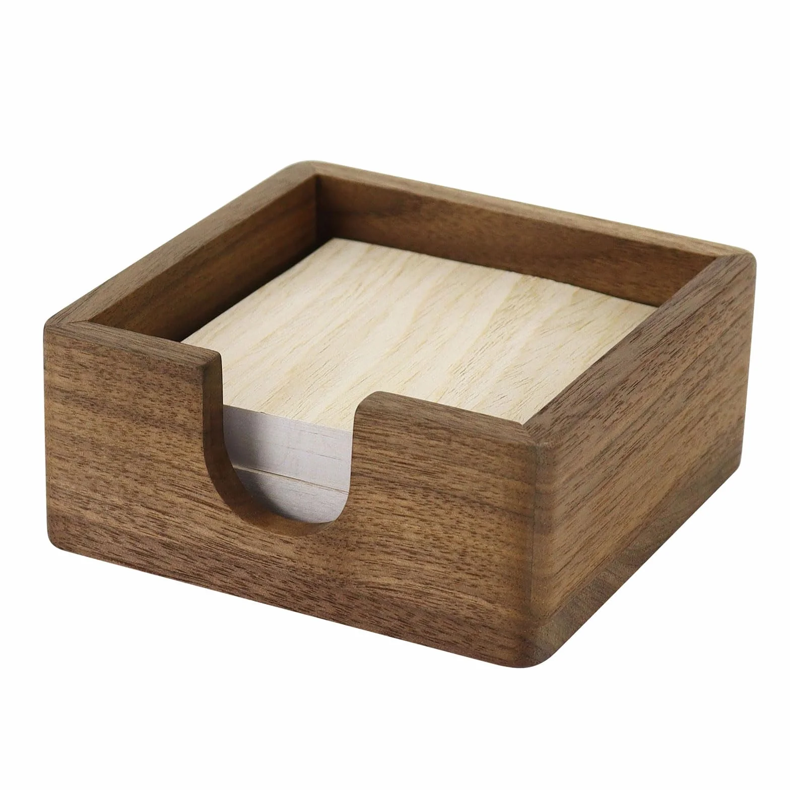 Soporte para notas adhesivas, de madera de nogal, con base antideslizante, organizador de escritorio, soporte para bloc de notas, dispensador de notas pequeño para decoración del hogar y la oficina