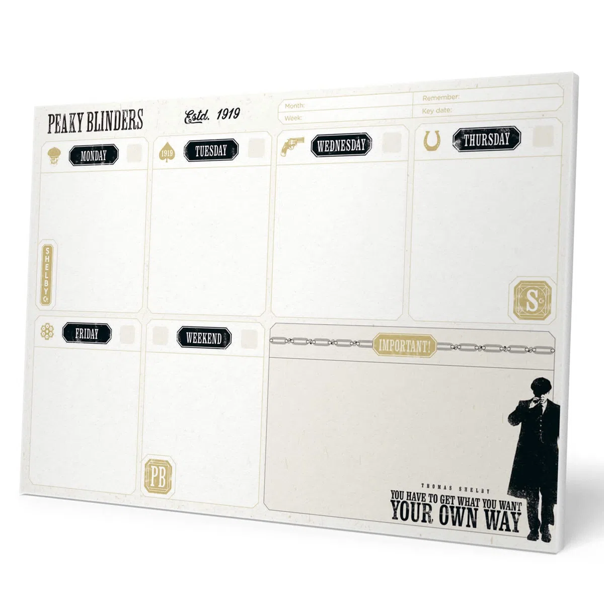 Grupo Erik Bloc planificador semanal A4 Peaky Blinders - Organizador semanal - Planificador semanal - Planning escritorio - Material escolar y papeleria - Papeleria oficina