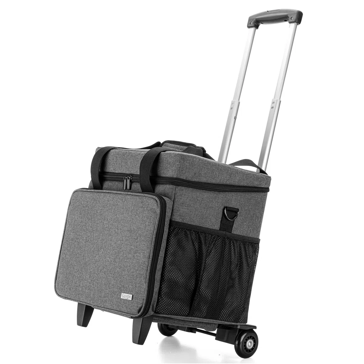 Luxja Bolsa de Profesora con Ruedas con Almohadilla de Soporte Inferior, Bolso para Maestra con Trolley Desmontable (Diseño Patentado), Gris
